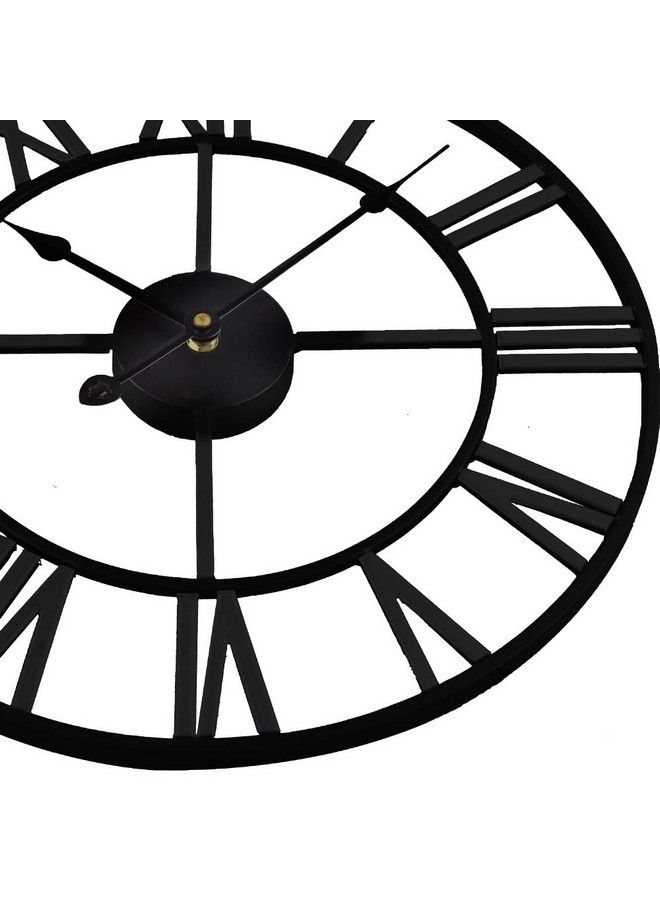 Timelike Large Decorative Wall Clock European Industrial Roman Numeral Metal Wall Clock Home Decor Ideal For Living Room Kitchen And Den (Black 24") - Image 5