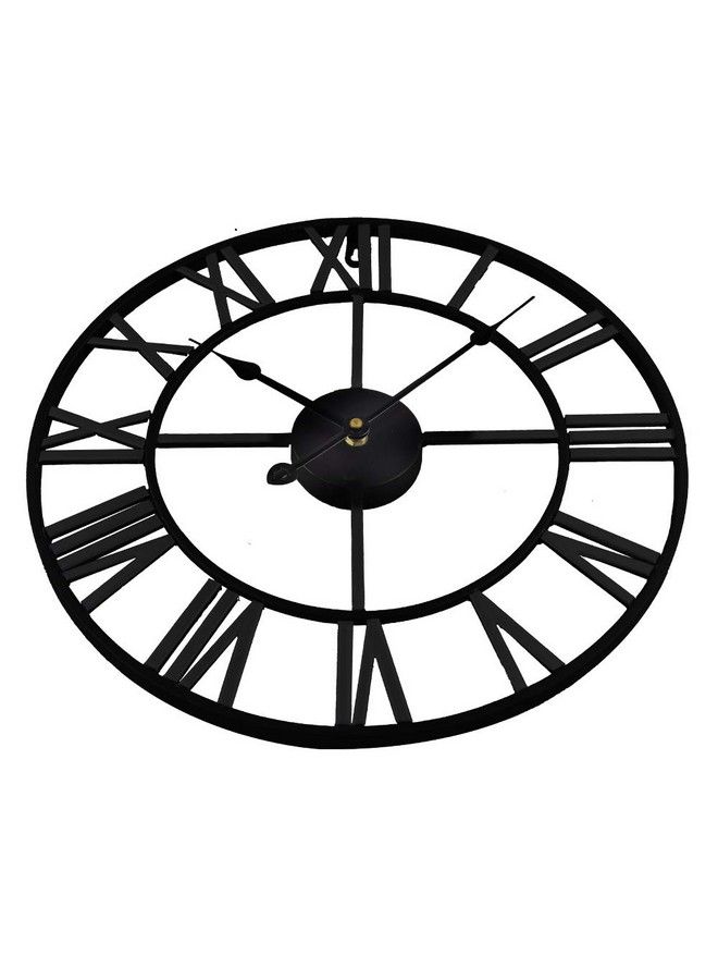 Timelike Large Decorative Wall Clock European Industrial Roman Numeral Metal Wall Clock Home Decor Ideal For Living Room Kitchen And Den (Black 24") - Image 3