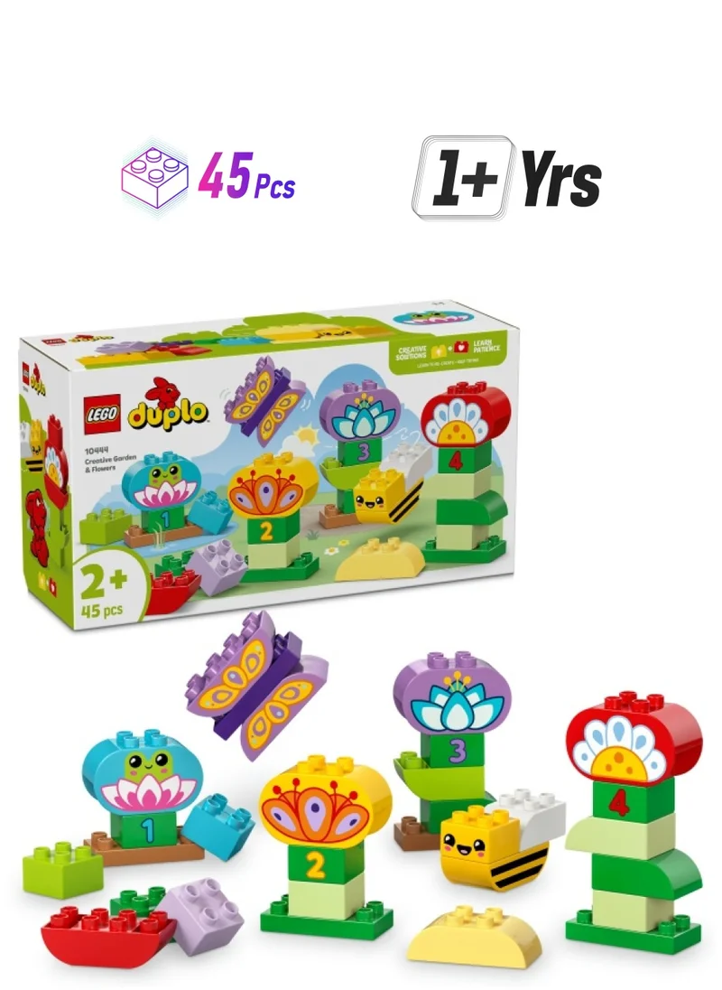 ليغو DUPLO Creative Garden & Flowers Stacking Toy, Montessori Set Inspires Imaginative Play for 2 Plus Year Old Toddlers, Boys & Girls, Educational Set for Developing Fine Motor Skills 10444 (45 pieces)
