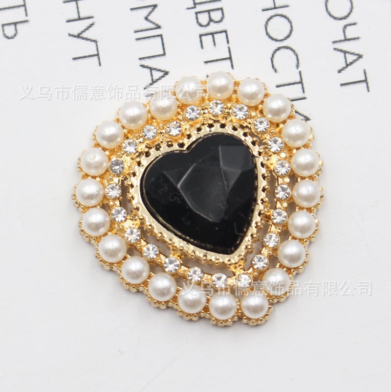 Generic New Cross-Border Style Alloy Pearl Flower Disc Heart Shaped DIY Handmade Jewelry Accessories For Clothing And Hair Accessories 17 black 