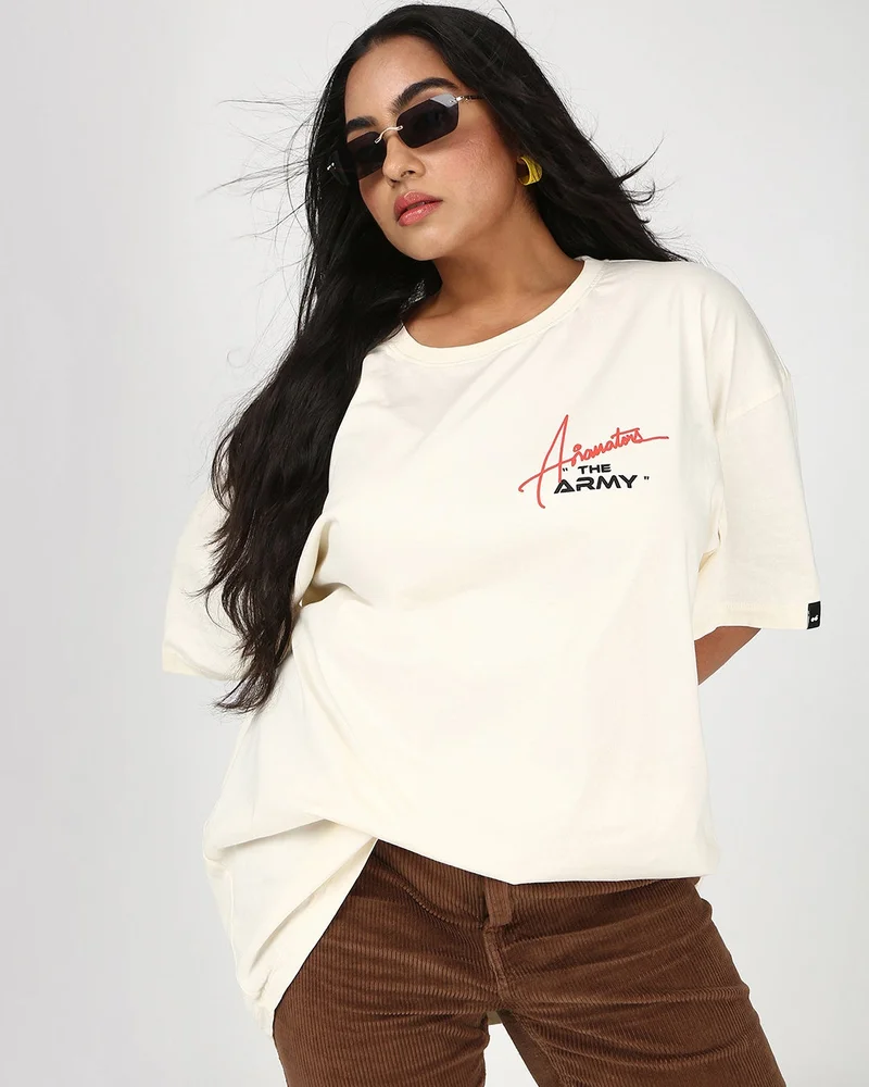 بيواكوف تيشيرت نسائي كبير الحجم بطبعة جاردينيا أريانتور