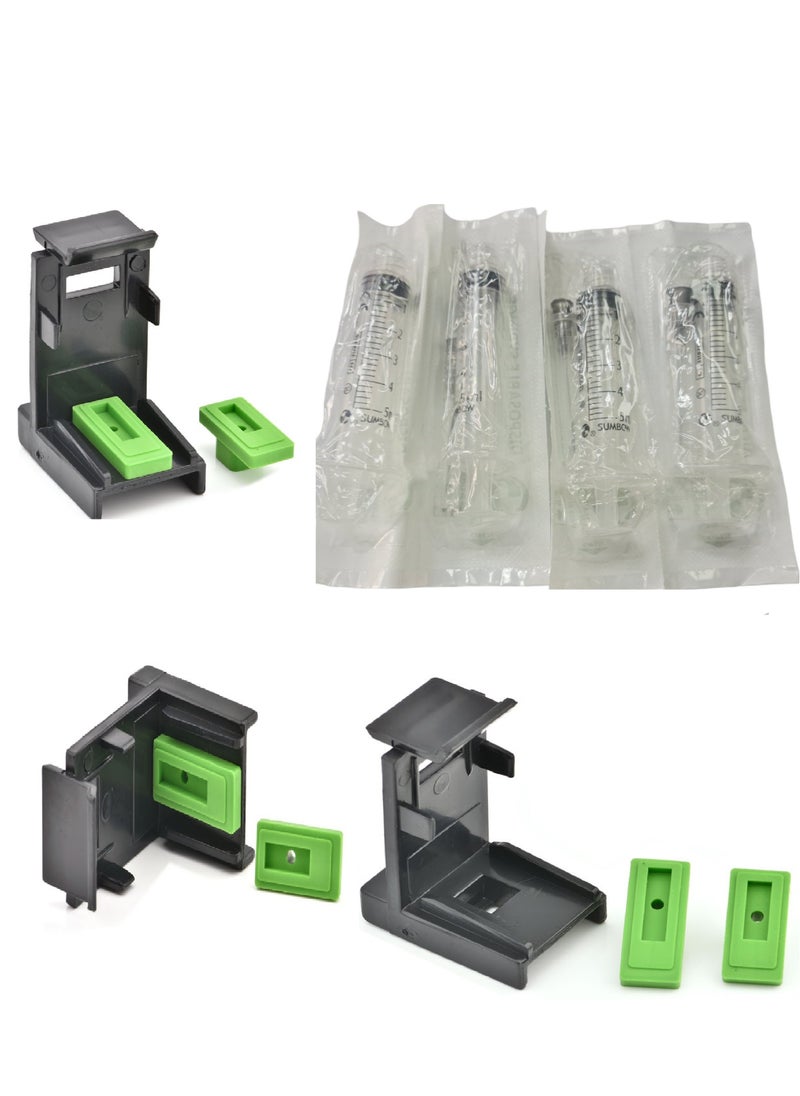 Generic - Ink Refill rubber kit for hp canon epson Black & Color Ink Cartridge with & Cartridge Head Cleaning.Four syringes for refilling different colours. - Image 1