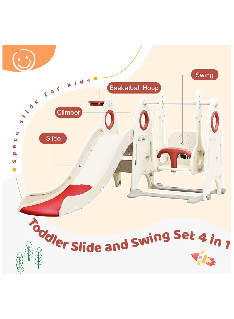 فول جوي مجموعة زحليقة وأرجوحة مع حلقة كرة سلة 3*1 للأطفال،مجموعة ملعب داخلي وخارجي للأطفال الصغار،مجموعة ألعاب تسلق للأطفال - Image 2