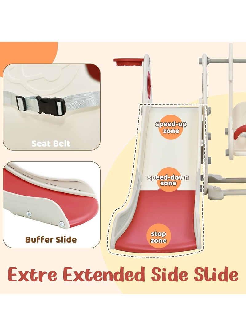 فول جوي مجموعة زحليقة وأرجوحة مع حلقة كرة سلة 3*1 للأطفال،مجموعة ملعب داخلي وخارجي للأطفال الصغار،مجموعة ألعاب تسلق للأطفال - Image 3