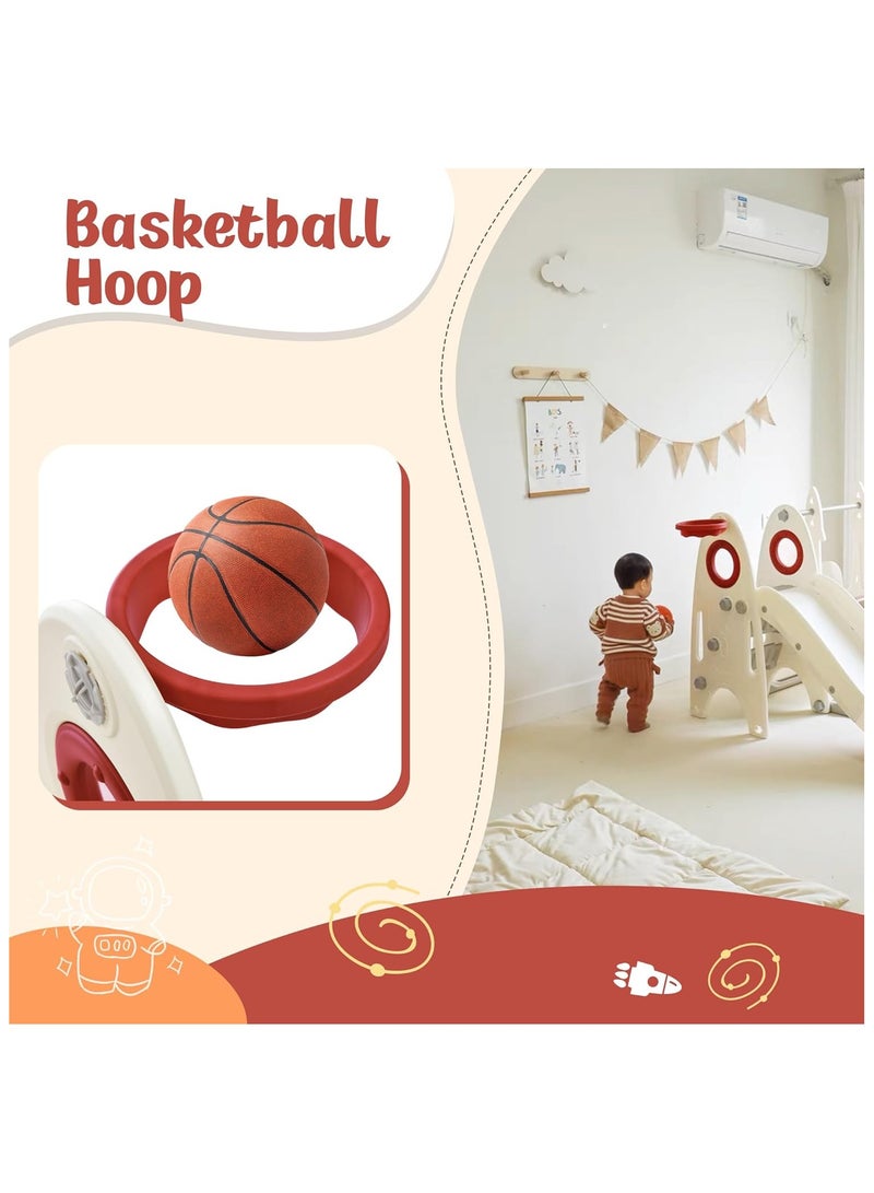 فول جوي مجموعة زحليقة وأرجوحة مع حلقة كرة سلة 3*1 للأطفال،مجموعة ملعب داخلي وخارجي للأطفال الصغار،مجموعة ألعاب تسلق للأطفال - Image 5