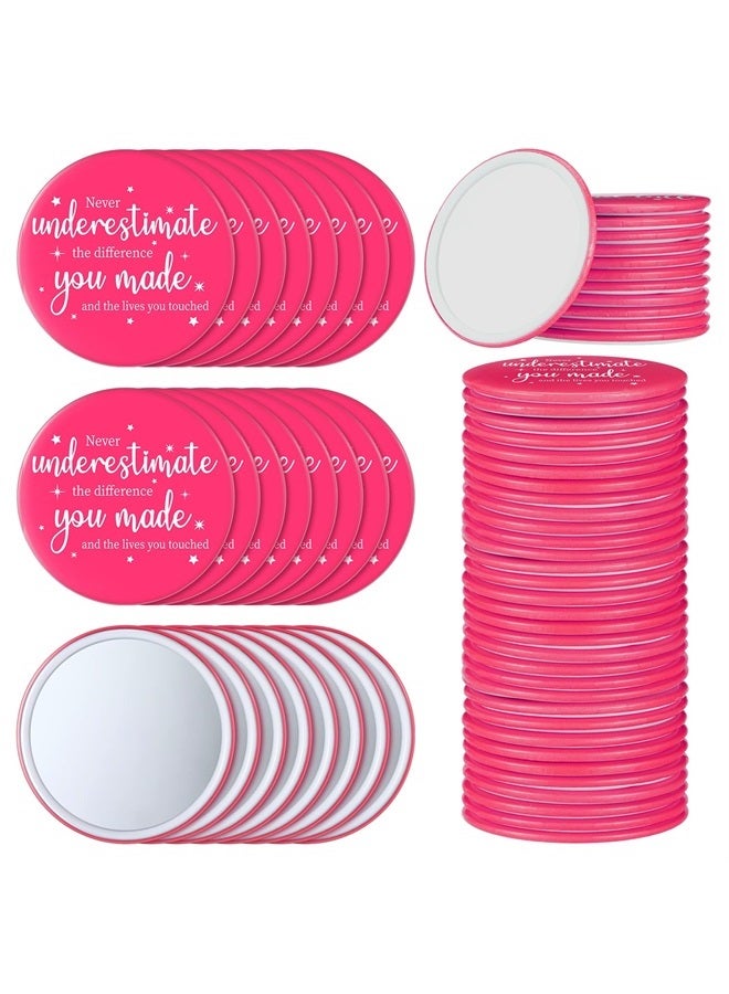 Hoolerry 24 Pcs Inspirational Compact Mirror Round Portable Pocket Makeup Mirror for Employee Teacher (Pink, White,Lovely) - Image 1