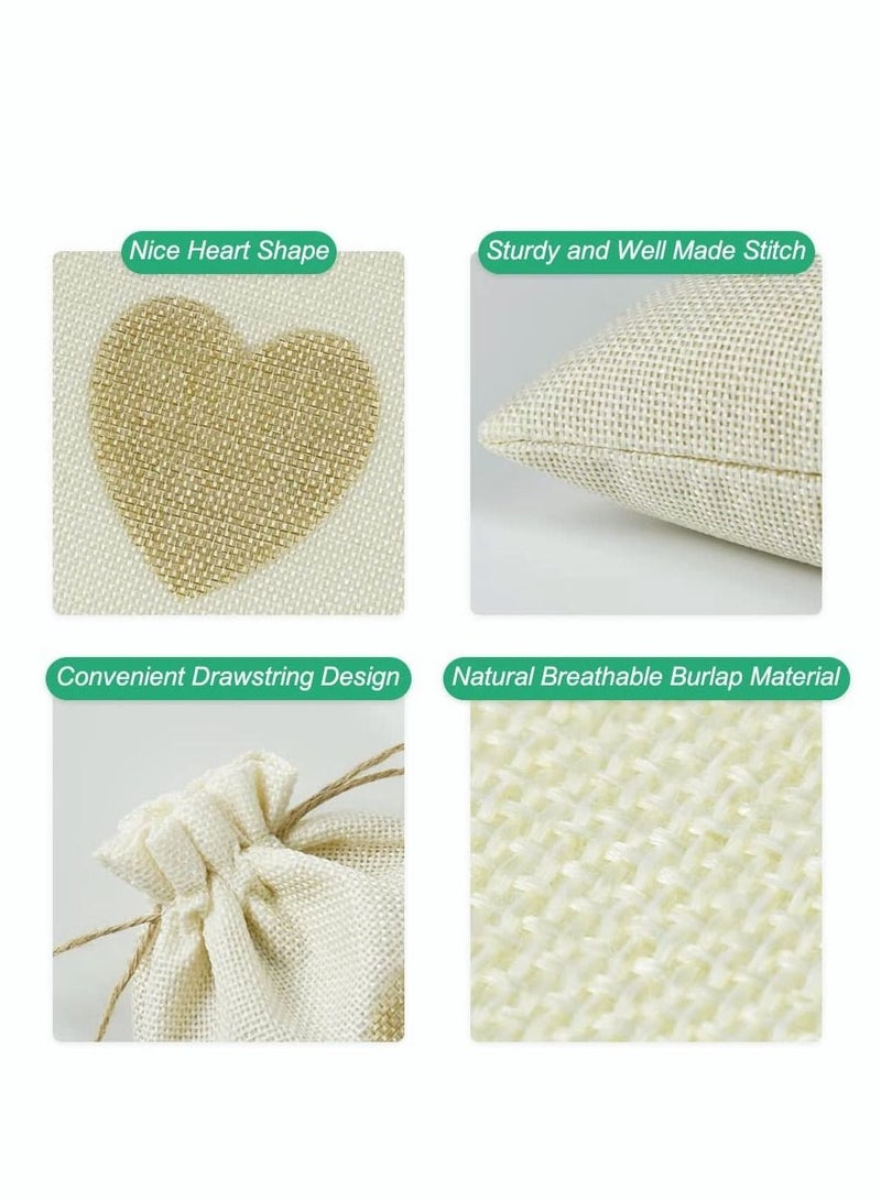 Excefore Candy Bags, Gift Bags, 20Pcs Drawstring Burlap Bags with Heart, 5x7" Jewelry Candy Pouches, for Wedding, Baby Shower Party Favors DIY Craft, Grain, Spice Storage Bags, Small Object Storage - Image 5