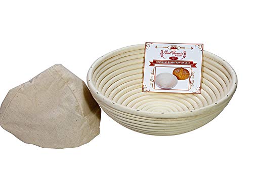 Saint Germain Bakery Saint Germain Bakery Premium Round Bread Banneton Basket with Liner  Perfect Brotform Proofing Basket for Making Beautiful Bread 10 inch