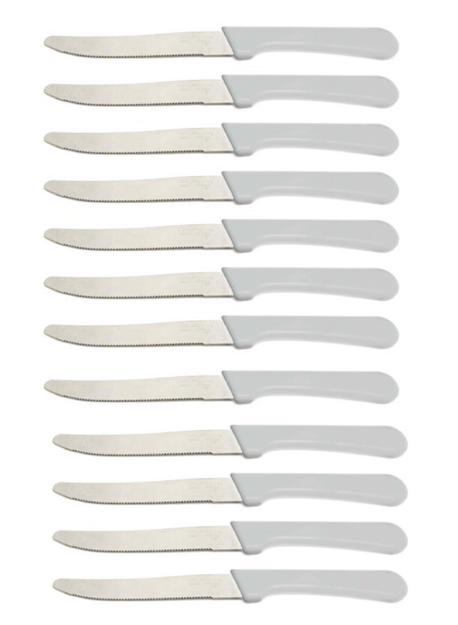 12-Piece Knife Set White/Silver 