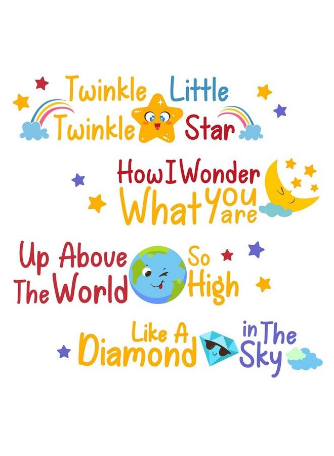 DEKOSH ديكور جدران الحضانة مع أغنية توينكل توينكل ليتل ستار؛ ملصقات جدارية بتصميم جميل لغرفة نوم الأطفال البنات والأولاد - Image 1