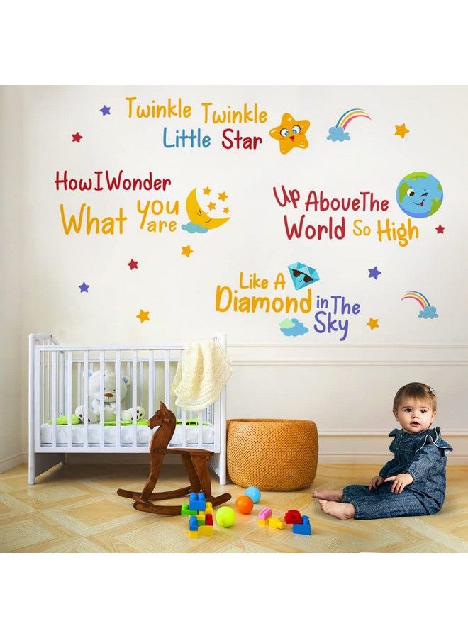 DEKOSH ديكور جدران الحضانة مع أغنية توينكل توينكل ليتل ستار؛ ملصقات جدارية بتصميم جميل لغرفة نوم الأطفال البنات والأولاد - Image 3