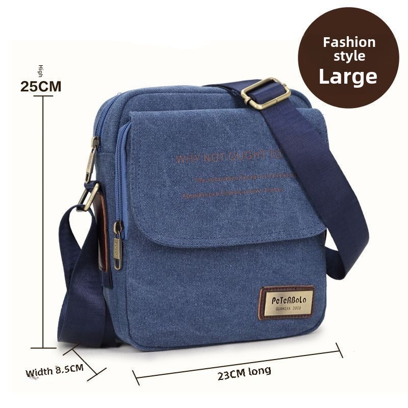 2023 Mens Premium Canvas Bag Thickened Durable Casual Korean Style MessengerBlue Blue 