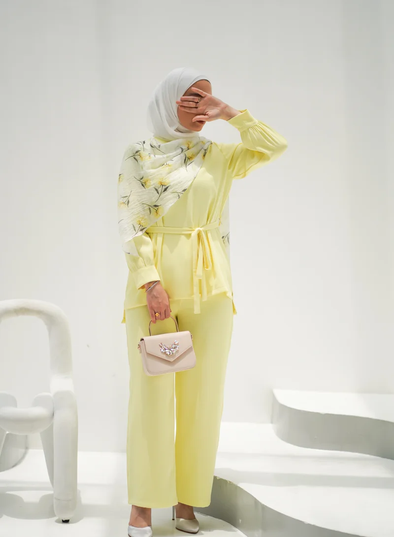 Marvella By Rasha Two-Piece Set with Floral Scarf