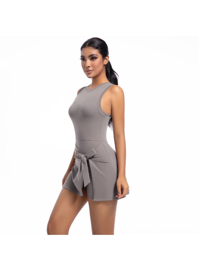 Women's One-Piece Athletic Dress with Anti-Exposure Skirt - Integrated Tank Top for Tennis, Yoga, Golf - Image 2