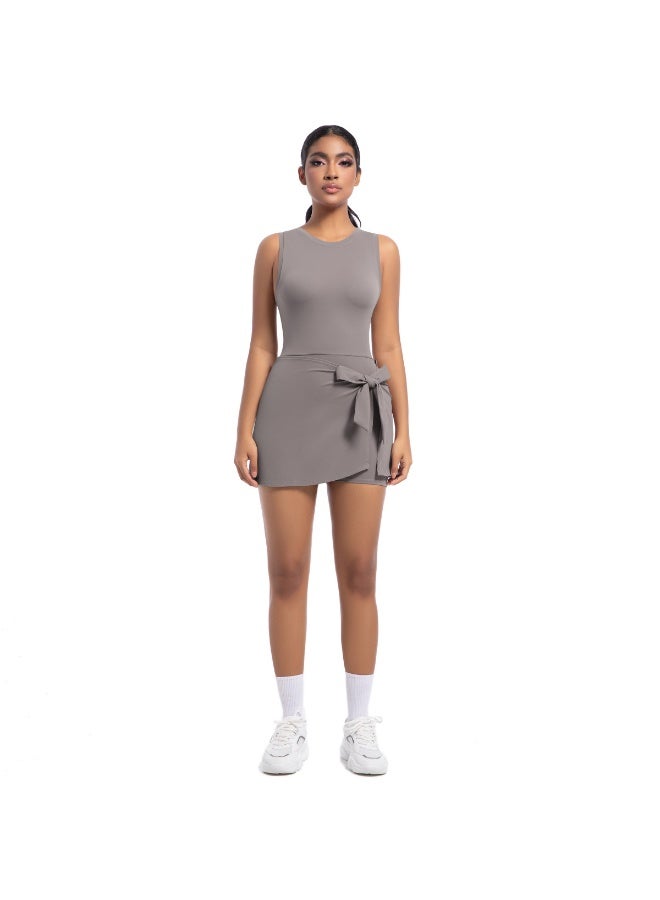 Women's One-Piece Athletic Dress with Anti-Exposure Skirt - Integrated Tank Top for Tennis, Yoga, Golf - Image 1