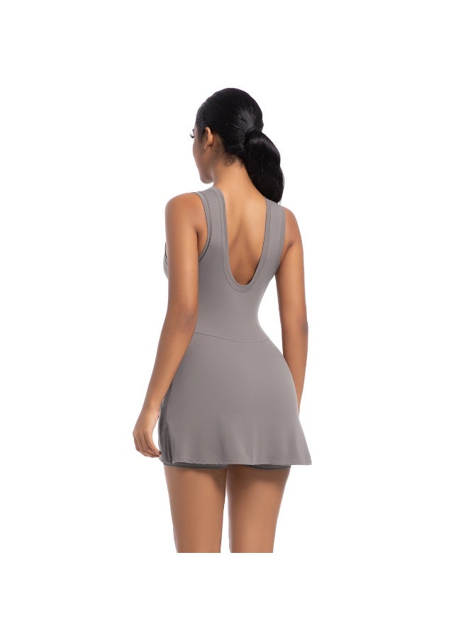 Women's One-Piece Athletic Dress with Anti-Exposure Skirt - Integrated Tank Top for Tennis, Yoga, Golf - Image 5