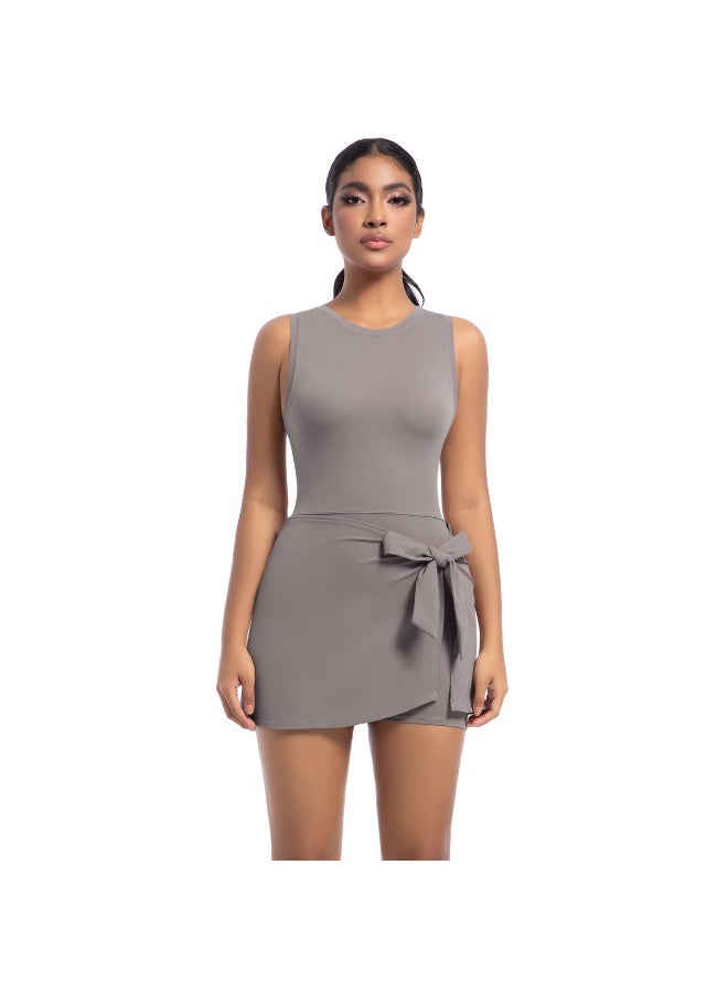 Women's One-Piece Athletic Dress with Anti-Exposure Skirt - Integrated Tank Top for Tennis, Yoga, Golf - Image 4