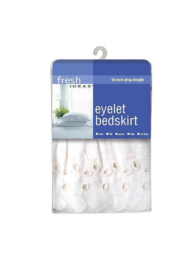 erorex - Eyelet Bed Skirt Dust Ruffle Embroidered Details Extra Long 18 Inch Drop Length Gathered Styling Full White Fre30018Whit02 - Image 1