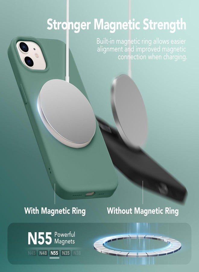 GONEZ Magnetic Silicone for iPhone 12 Case and iPhone 12 Pro Case, [Compatible with MagSafe][1X Camera Protector + Screen Protector], Microfiber Lining Shockproof Phone Cover 6.1", A1-Midnight Green - Image 3