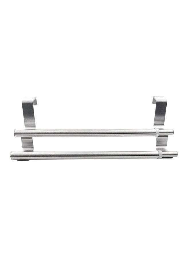 NIBEMINENT Expandable Double Towel Hanger Silver 26.5x10x10.5cm - Image 1