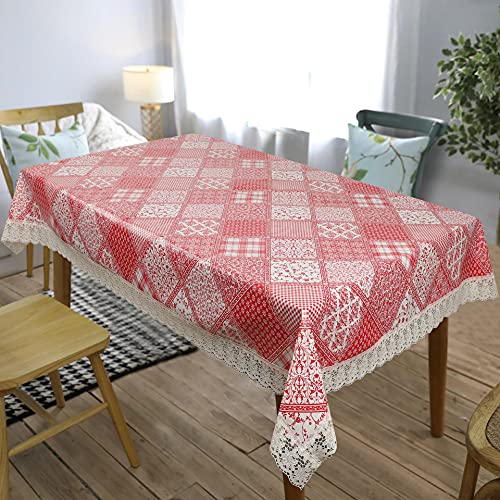 Oriental Weavers OrientalWeavers Decojewels PVC Dining Table/Center Table Cover, 60" X 90", 6-8 Seater Rectangle Shape Anti Bacterial Anti Fungal Cover with White lace - Image 1