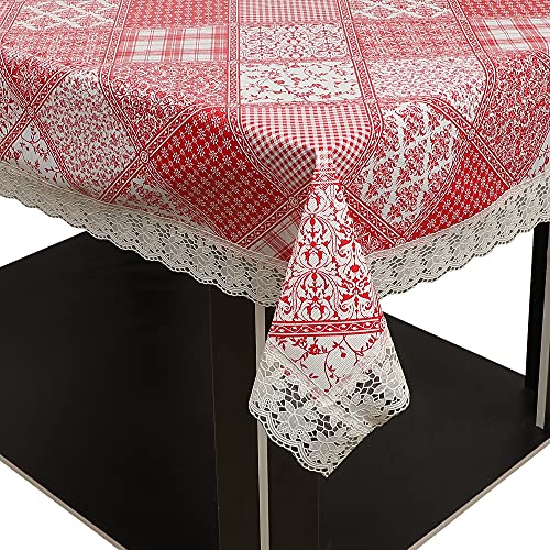 Oriental Weavers OrientalWeavers Decojewels PVC Dining Table/Center Table Cover, 60" X 90", 6-8 Seater Rectangle Shape Anti Bacterial Anti Fungal Cover with White lace - Image 2