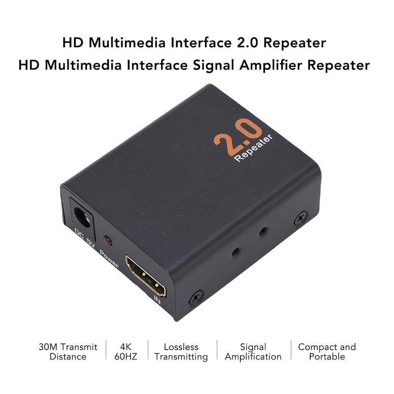 Luocute HD Multimedia Interface Extender, 4K 60Hz HD Multimedia Interface Signal Repeater 30m 18Gbps, with Iron Shell, for 2.0 1.x Devices - Image 2