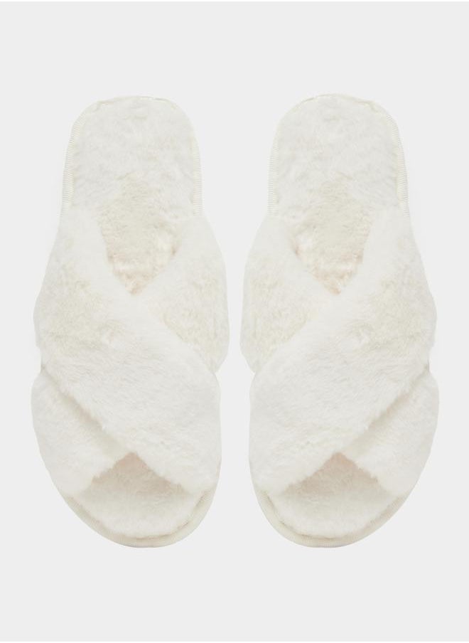 Styli Criss Cross Strap Fluffy Bedroom Slippers  - Image 5