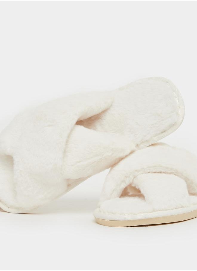 Styli Criss Cross Strap Fluffy Bedroom Slippers  - Image 3