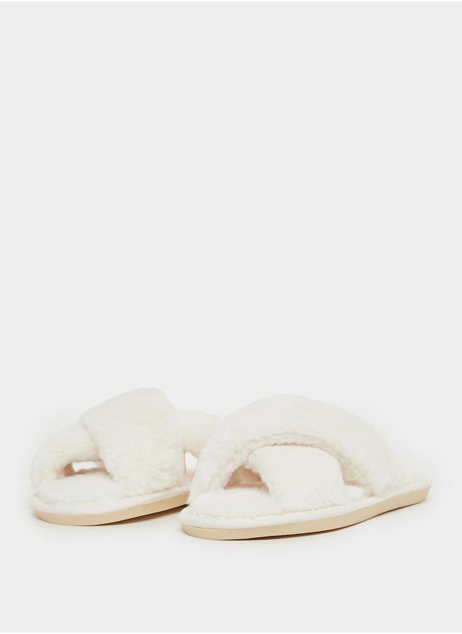 Styli Criss Cross Strap Fluffy Bedroom Slippers  - Image 2