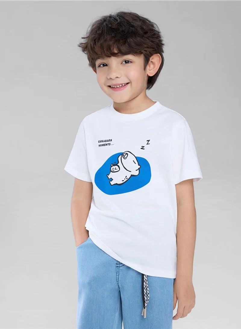 جيوردانو Kid's Regular Fit Cotton Crew Neck Printed Tee