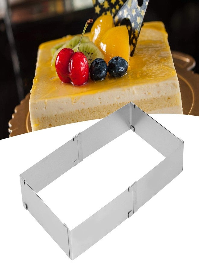 BORDSTRACT Square Adjustable Cake Mould, Stainless Steel Rectangle Cake Tin Cutter Baking Frame for Mousse Tiramisu (Large (16~28cm) - Image 2