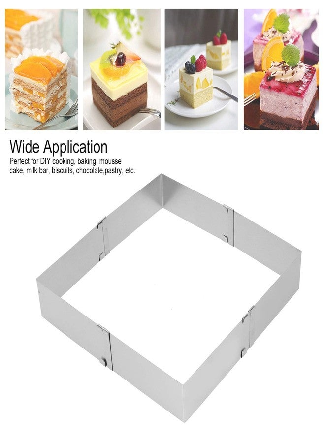 BORDSTRACT Square Adjustable Cake Mould, Stainless Steel Rectangle Cake Tin Cutter Baking Frame for Mousse Tiramisu (Large (16~28cm) - Image 3