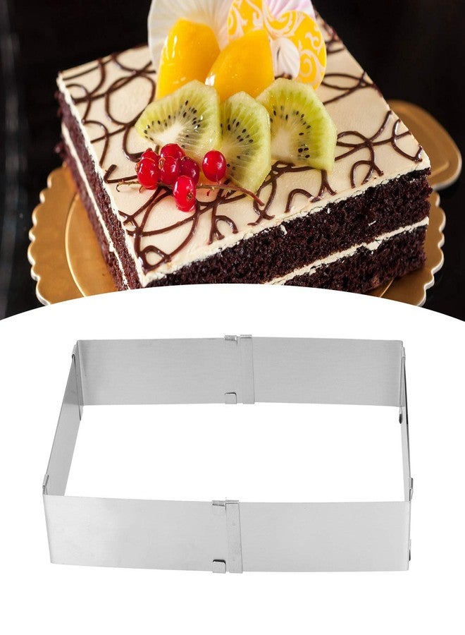 BORDSTRACT Square Adjustable Cake Mould, Stainless Steel Rectangle Cake Tin Cutter Baking Frame for Mousse Tiramisu (Large (16~28cm) - Image 4