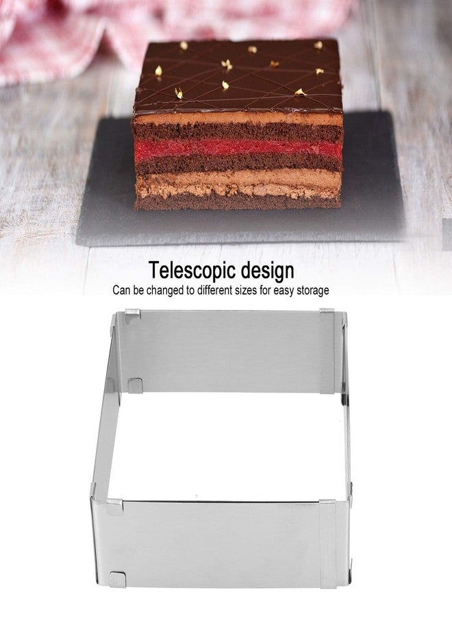 BORDSTRACT Square Adjustable Cake Mould, Stainless Steel Rectangle Cake Tin Cutter Baking Frame for Mousse Tiramisu (Large (16~28cm) - Image 5