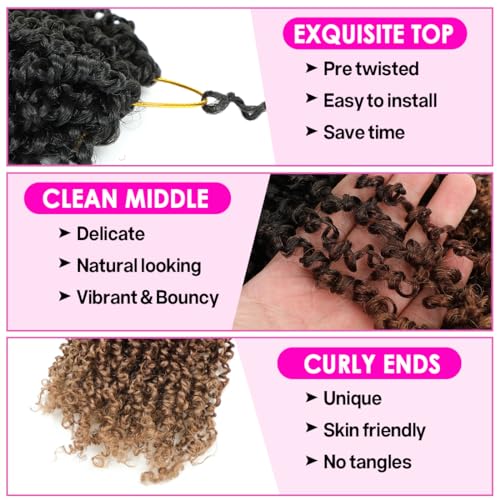 Youngther 12 Inch Yanky twist crochet hair 6 Pack Pre-Twisted Fluffy Short yaki Twist crochet hair for black women Soft crochet hair pre looped for senegalese twist hair extension(1b/30/27) - Image 4