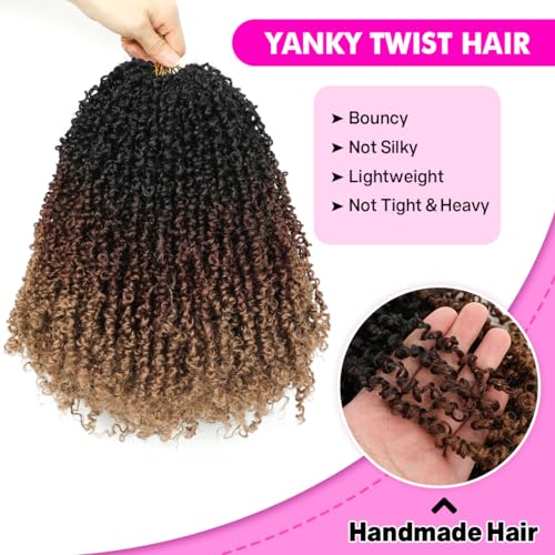 Youngther 12 Inch Yanky twist crochet hair 6 Pack Pre-Twisted Fluffy Short yaki Twist crochet hair for black women Soft crochet hair pre looped for senegalese twist hair extension(1b/30/27) - Image 5