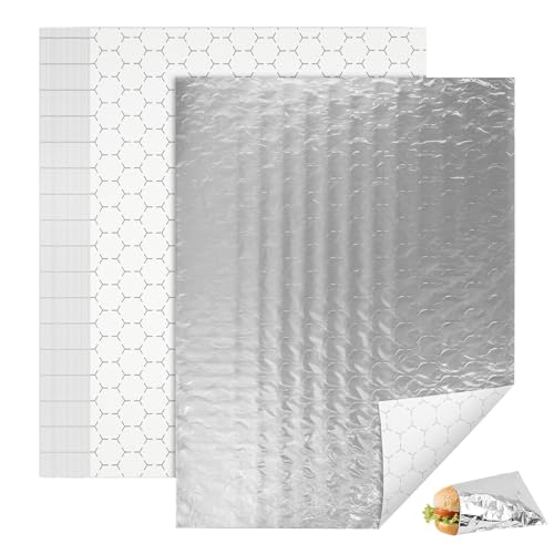EcoDispose Pre-Cut Insulated Foil Sandwich Wrap Sheets Grease-Resistant for Hot Food (10-1/2" x 14",100 PCS) - Image 1