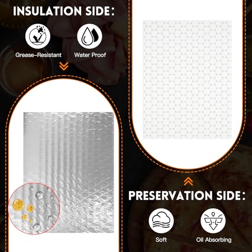 EcoDispose Pre-Cut Insulated Foil Sandwich Wrap Sheets Grease-Resistant for Hot Food (10-1/2" x 14",100 PCS) - Image 3