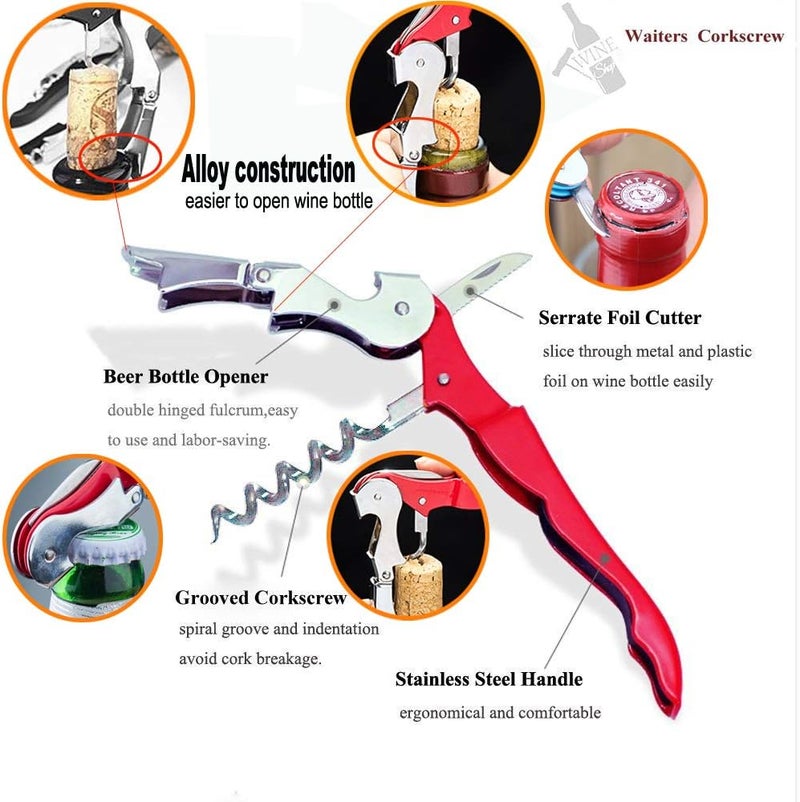 Kit-Home Professional Waiter Corkscrew Wine Openers Set, Heavy Duty Stainless Steel Hinges Wine Key for Restaurant Waiters, Sommelier, Bartenders - Image 2