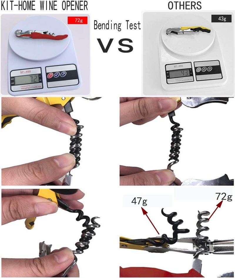Kit-Home Professional Waiter Corkscrew Wine Openers Set, Heavy Duty Stainless Steel Hinges Wine Key for Restaurant Waiters, Sommelier, Bartenders - Image 3