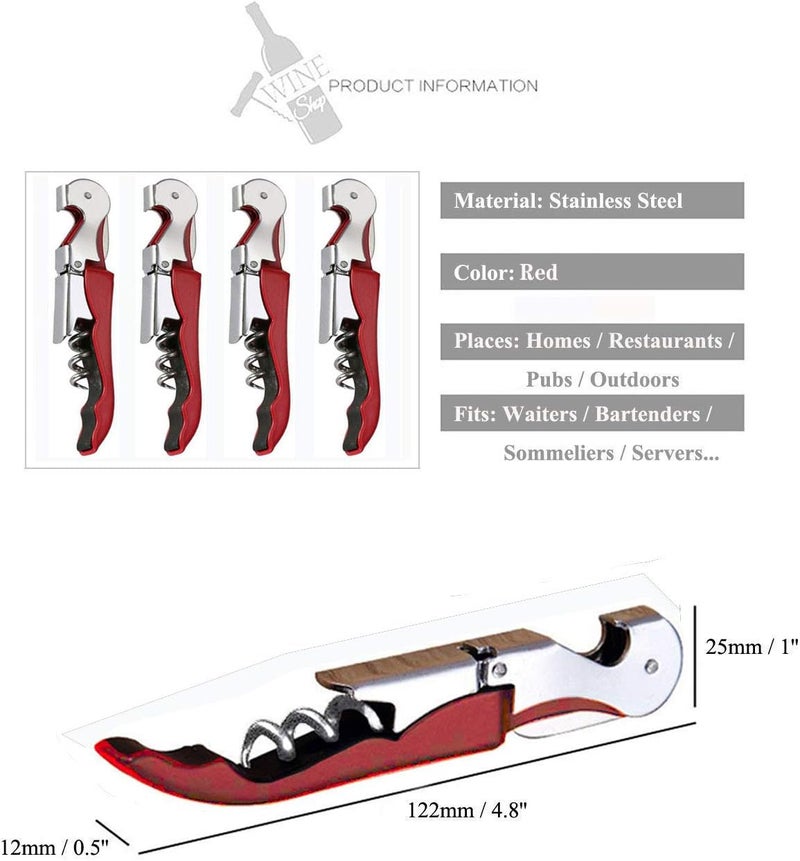 Kit-Home Professional Waiter Corkscrew Wine Openers Set, Heavy Duty Stainless Steel Hinges Wine Key for Restaurant Waiters, Sommelier, Bartenders - Image 4