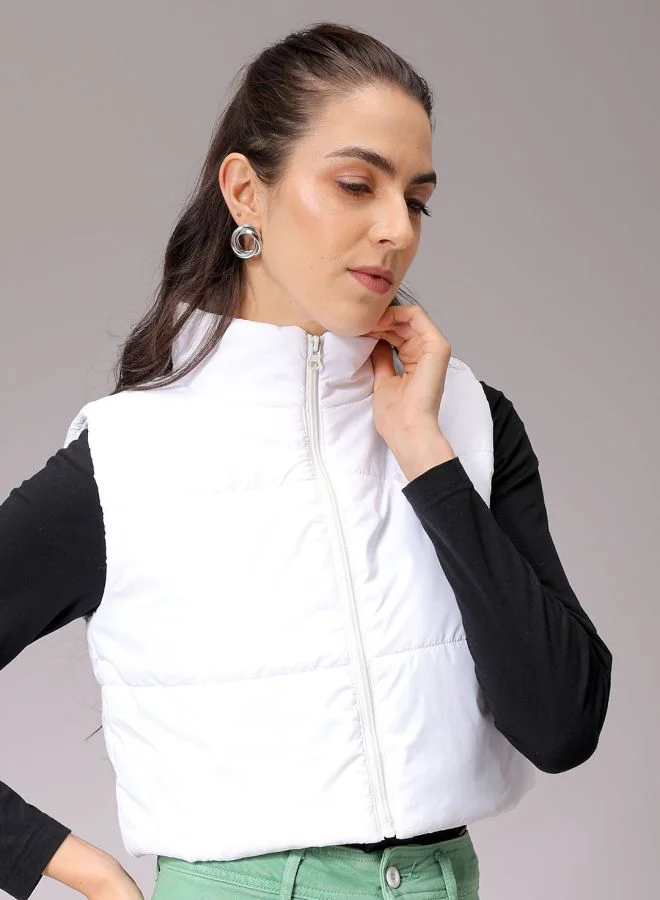 Freehand Women Regular Fit Solid Quilted Jacket