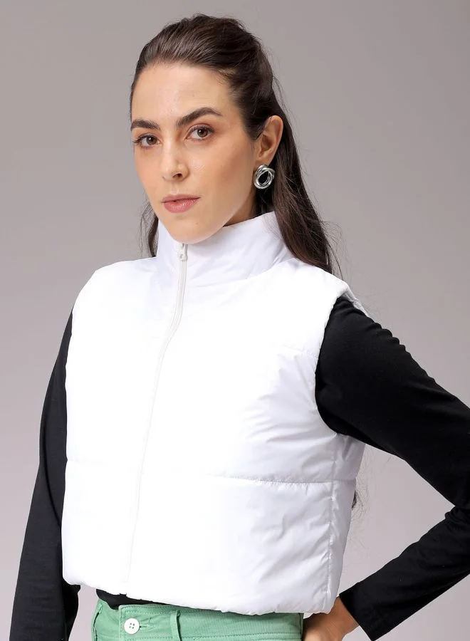 Freehand Women Regular Fit Solid Quilted Jacket