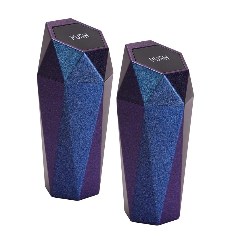 Ginsco Car Trash Can with Lid, 2 Pack Mini Car Trash Can Cup Holder, Cars Garbage Can Car Accessories for Interior, Leakproof Car Trash Bin, Multipurpose Trash Can for Cars, Home (Iridescent Blue) - Image 1