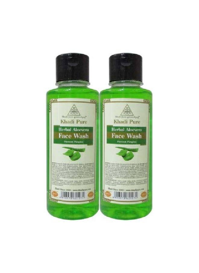 Khadi Pure Herbal Aloevera Face Wash 210 Ml (Pack Of 2)  - Image 1