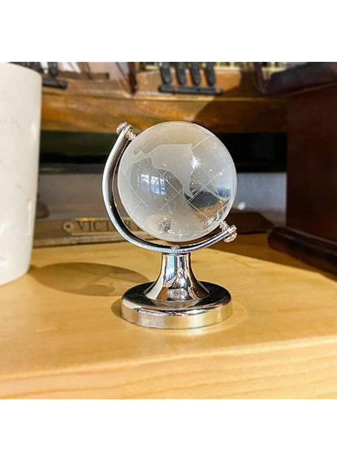 Goodern Mini Globe Crystal Ballsmall Globe For Desk Decorround Earth Globe World Map Crystal Ball Decorative Desktop Ornamentmagic Crystal Sphere Glass Globe Craft Ornaments Gifts Home Office Decor  - Image 1