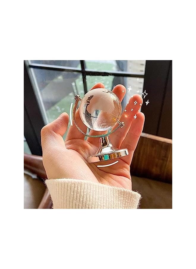Goodern Mini Globe Crystal Ballsmall Globe For Desk Decorround Earth Globe World Map Crystal Ball Decorative Desktop Ornamentmagic Crystal Sphere Glass Globe Craft Ornaments Gifts Home Office Decor  - Image 2