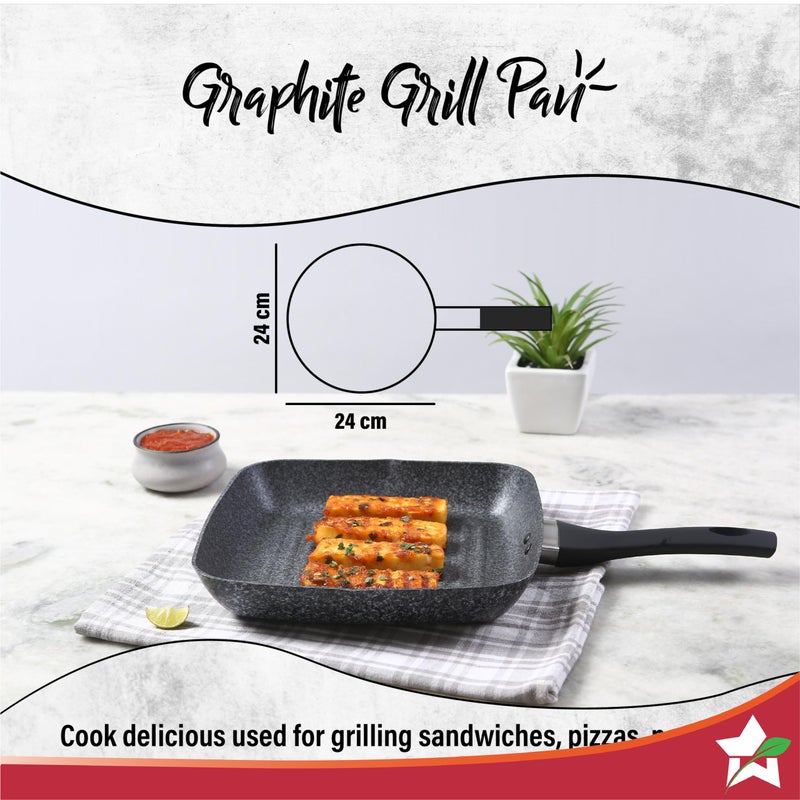 Wonderchef Graphite Grill Pan 24 cm, 3 Years Warranty - Image 5