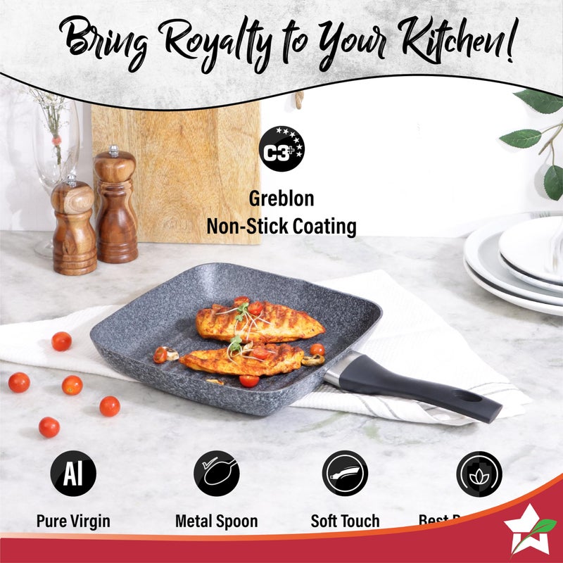 Wonderchef Graphite Grill Pan 24 cm, 3 Years Warranty - Image 3